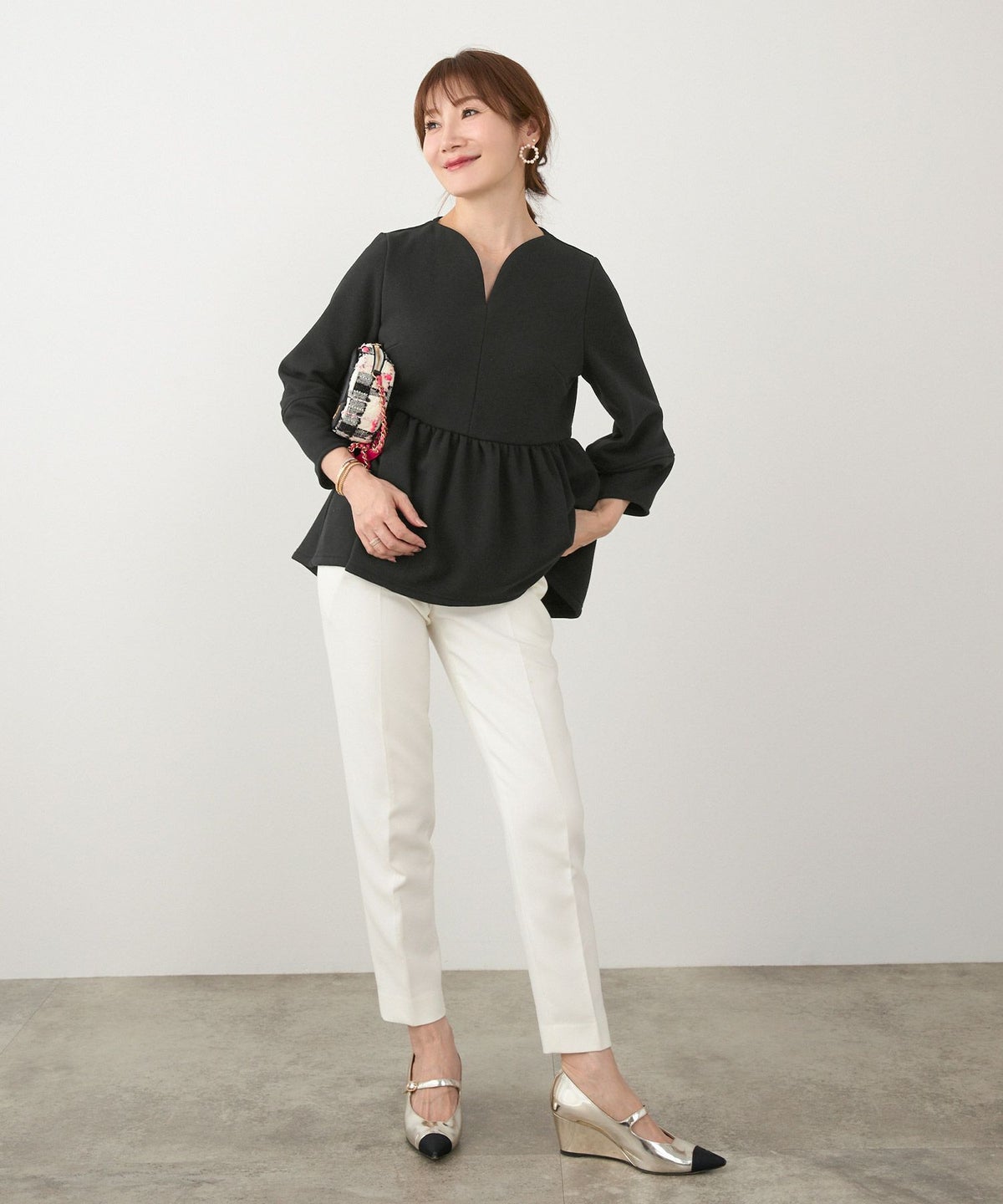 洗濯可 マシンウォッシャブル 大人可愛い 上品 きれいめ 体型カバー オフィス 大人カジュアル フェミニン ジョイントスペース