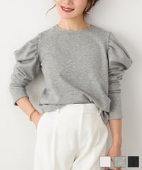 洗濯可 マシンウォッシャブル 大人可愛い 上品 きれいめ 体型カバー オフィス 大人カジュアル フェミニン ジョイントスペース 裏起毛 パワーショルダー カットソー Liala×PG