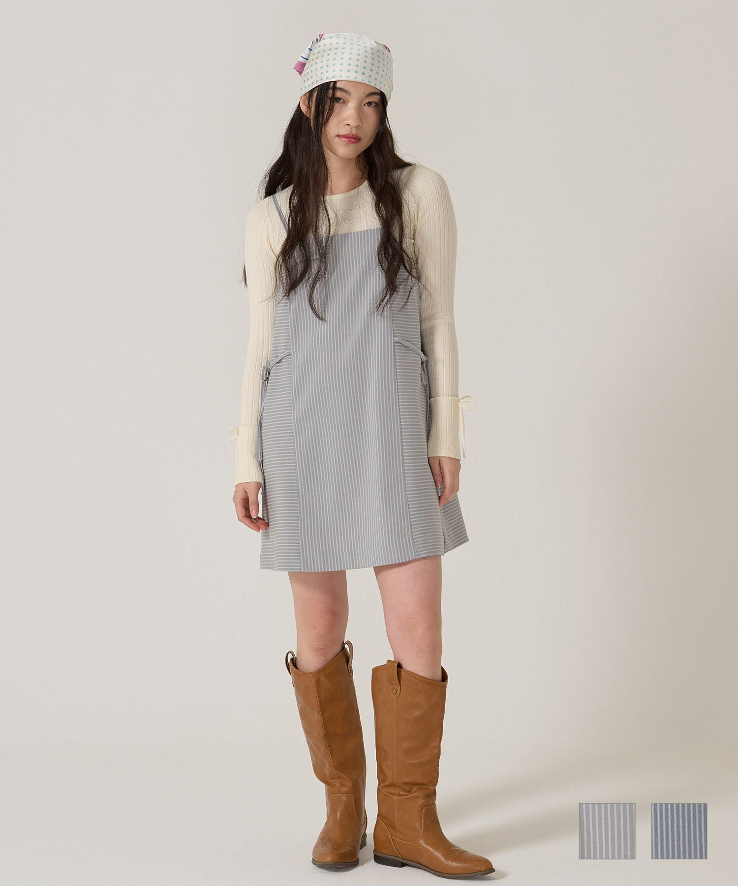 Autumn-SALE ウエストリボン キャミソール ワンピース TINA：JOJUN 全2