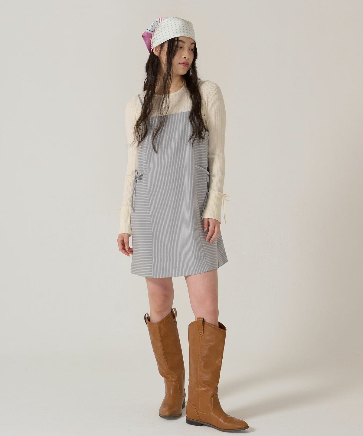 リボン/キャミソール/ワンピース/ストライプ