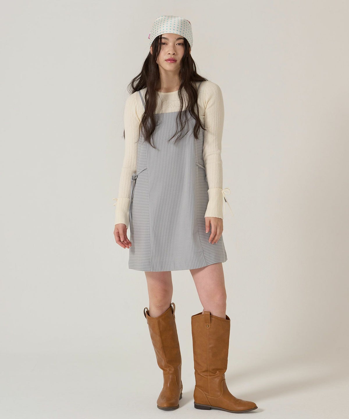 リボン/キャミソール/ワンピース/ストライプ