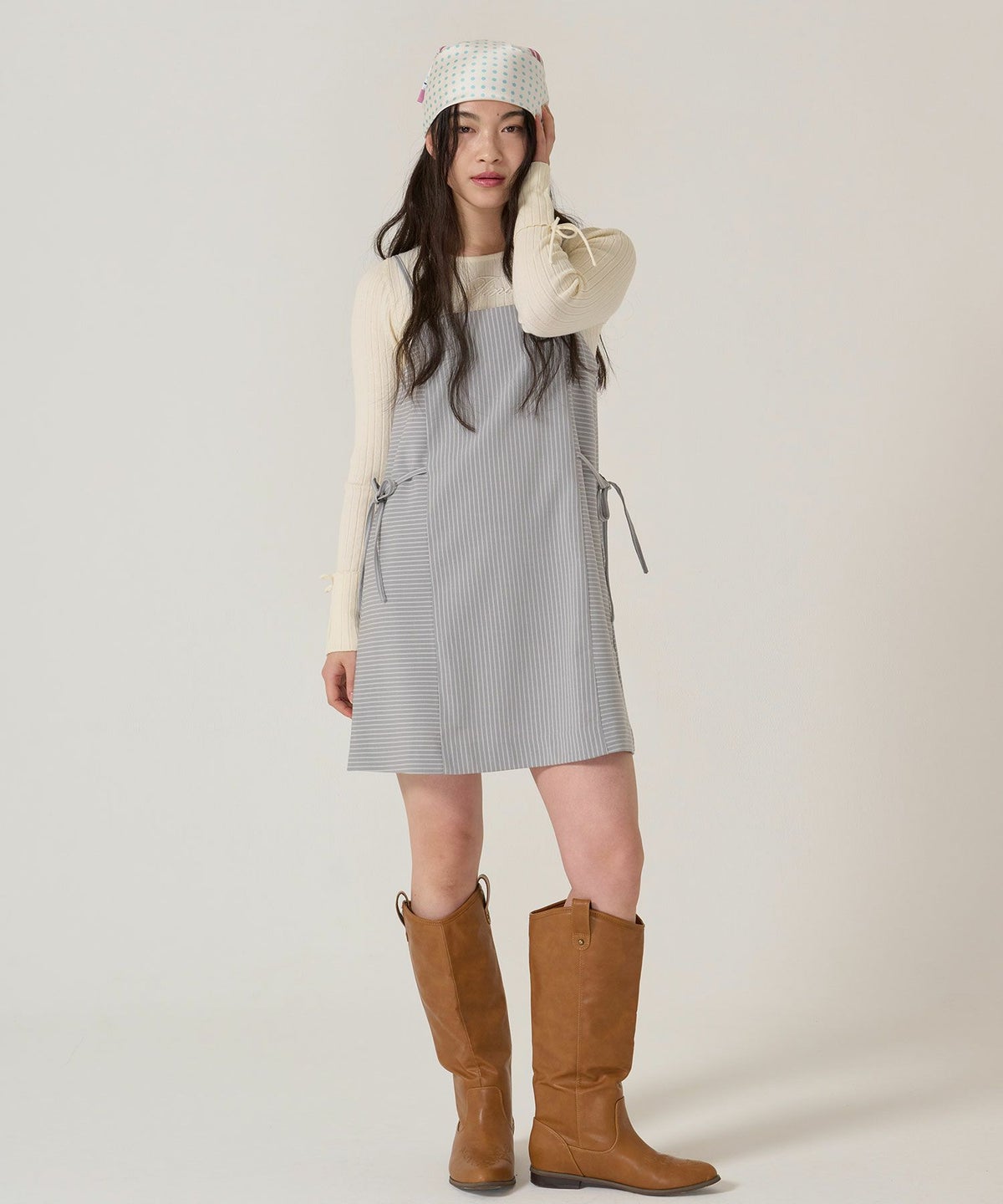 リボン/キャミソール/ワンピース/ストライプ