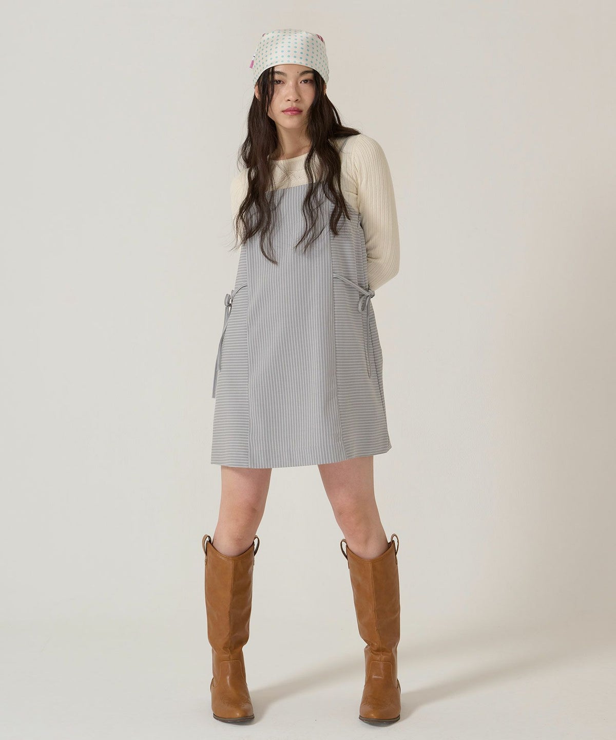 リボン/キャミソール/ワンピース/ストライプ