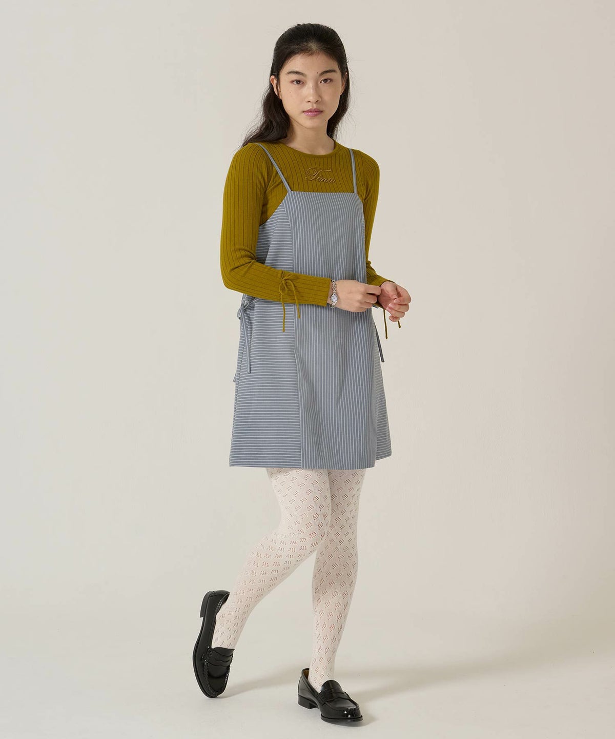 リボン/キャミソール/ワンピース/ストライプ