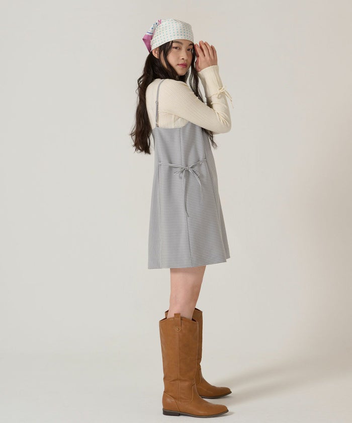 リボン/キャミソール/ワンピース/ストライプ