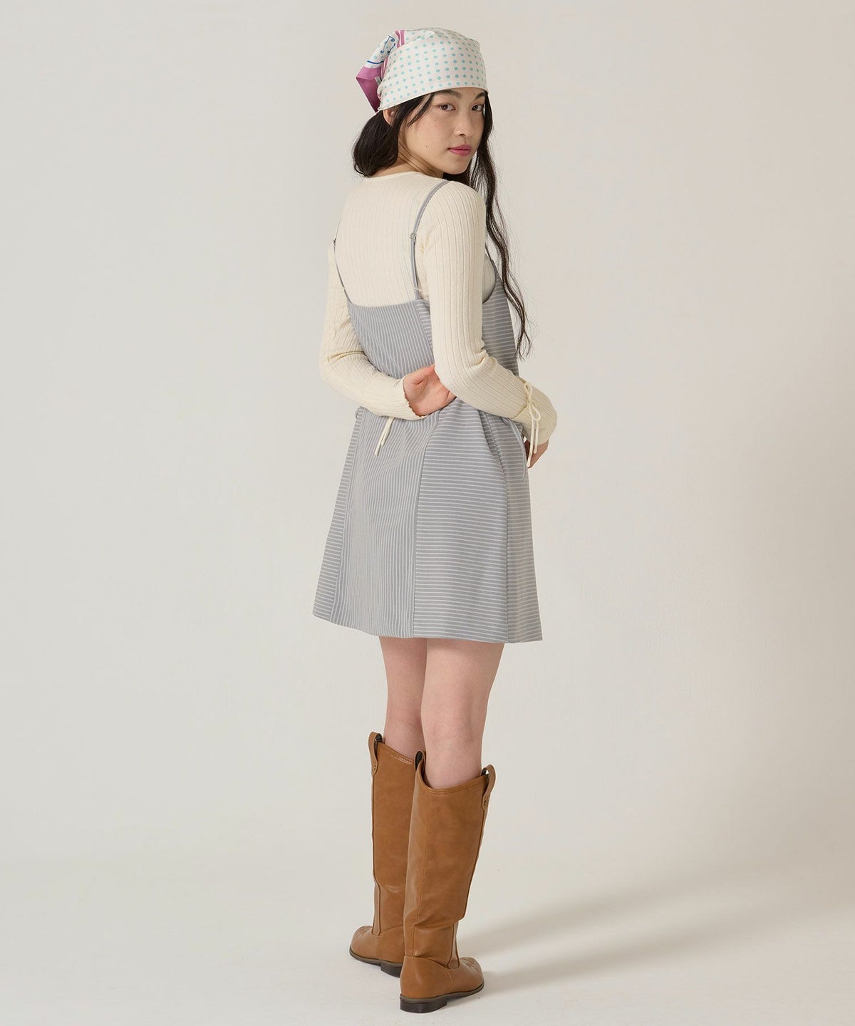 リボン/キャミソール/ワンピース/ストライプ