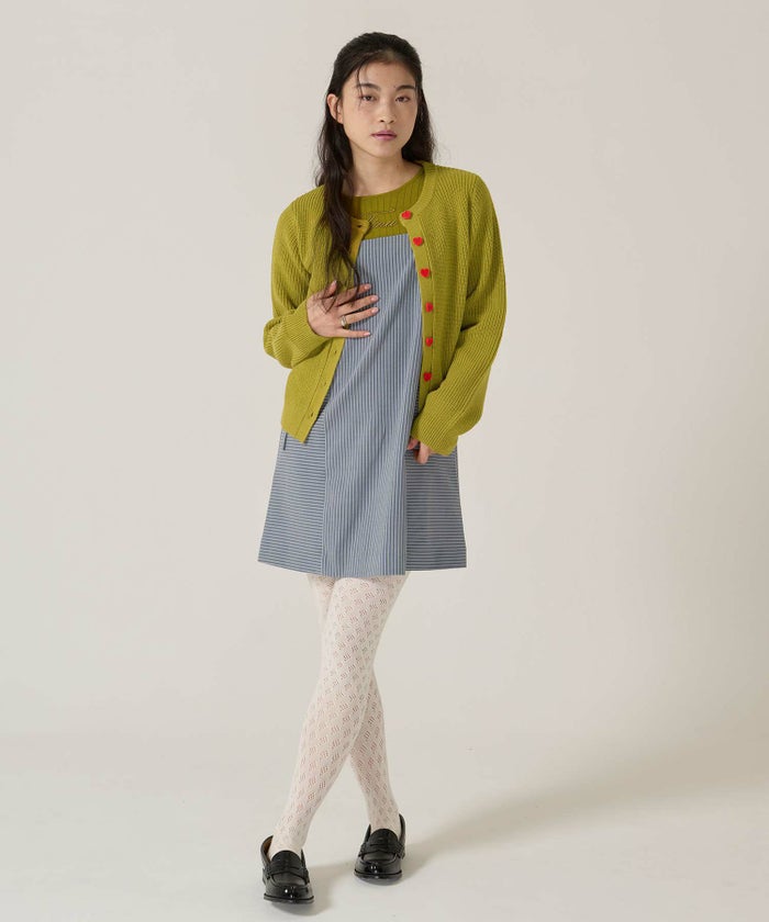 ハートボタン/ニット/カーディガン