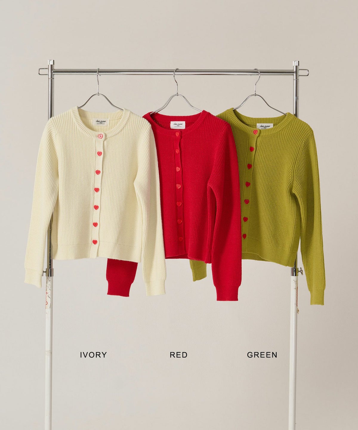 ハートボタン/ニット/カーディガン