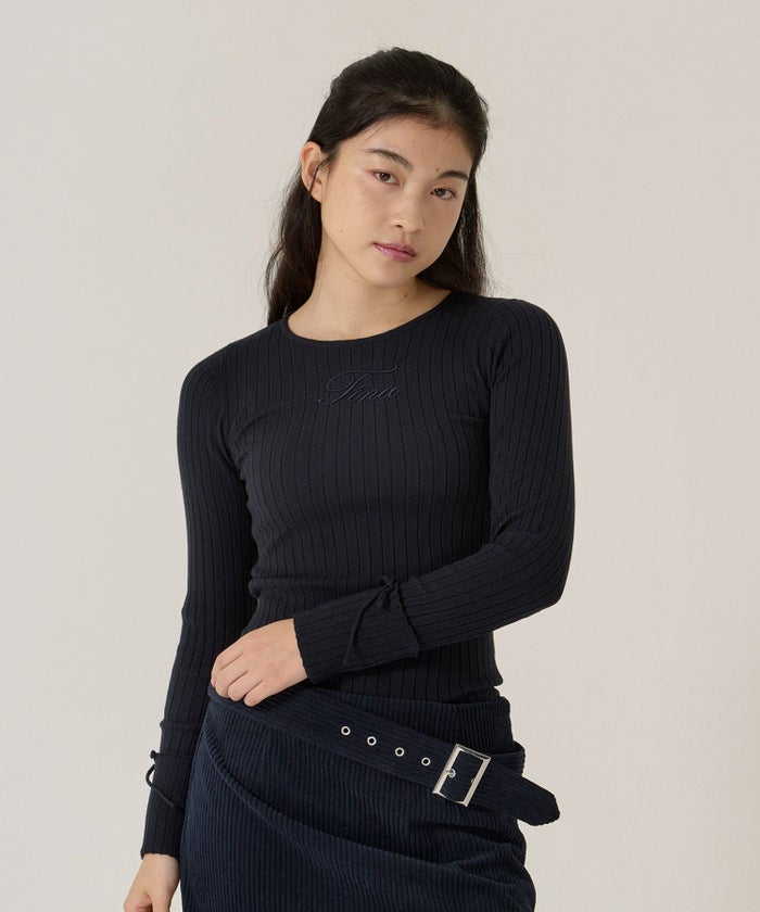 刺繍入り/リブ/ニット/リボン