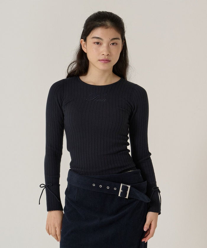 刺繍入り/リブ/ニット/リボン