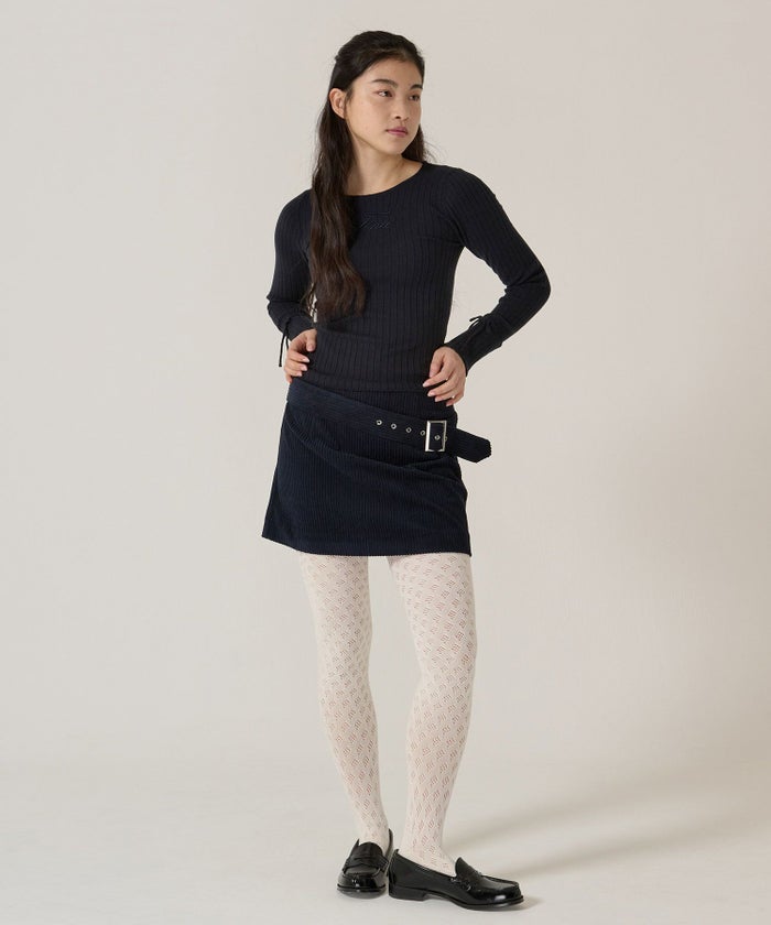 刺繍入り/リブ/ニット/リボン