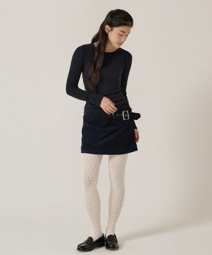 刺繍入り/リブ/ニット/リボン