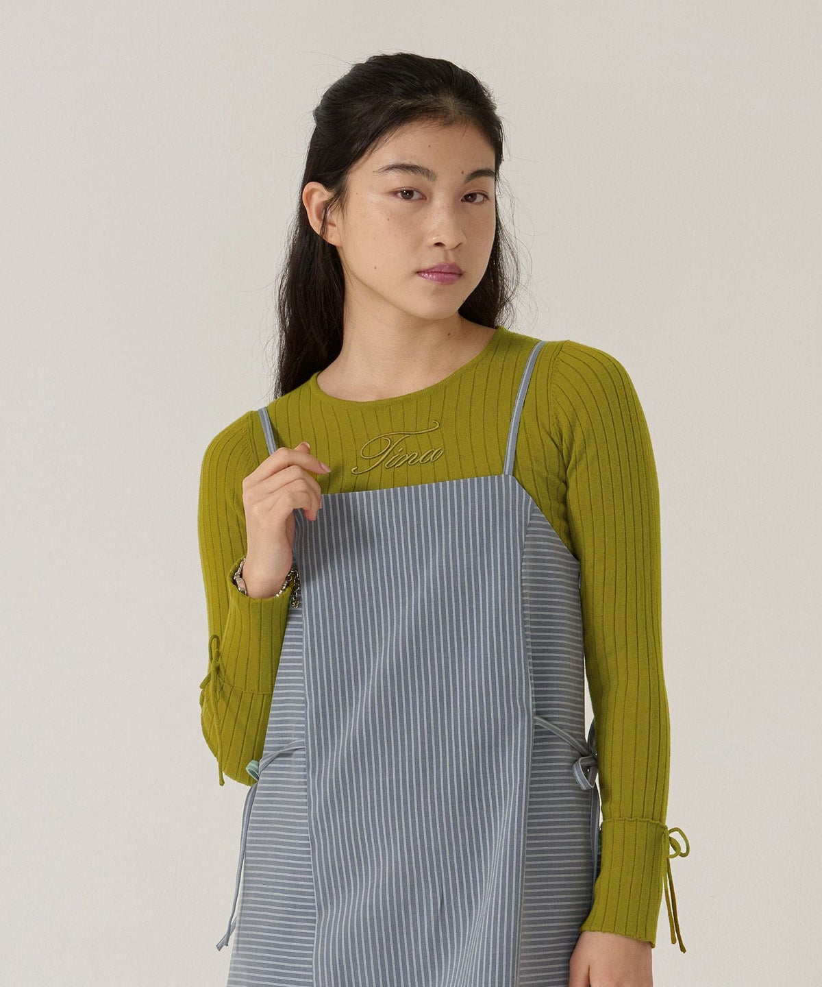 刺繍入り/リブ/ニット/リボン