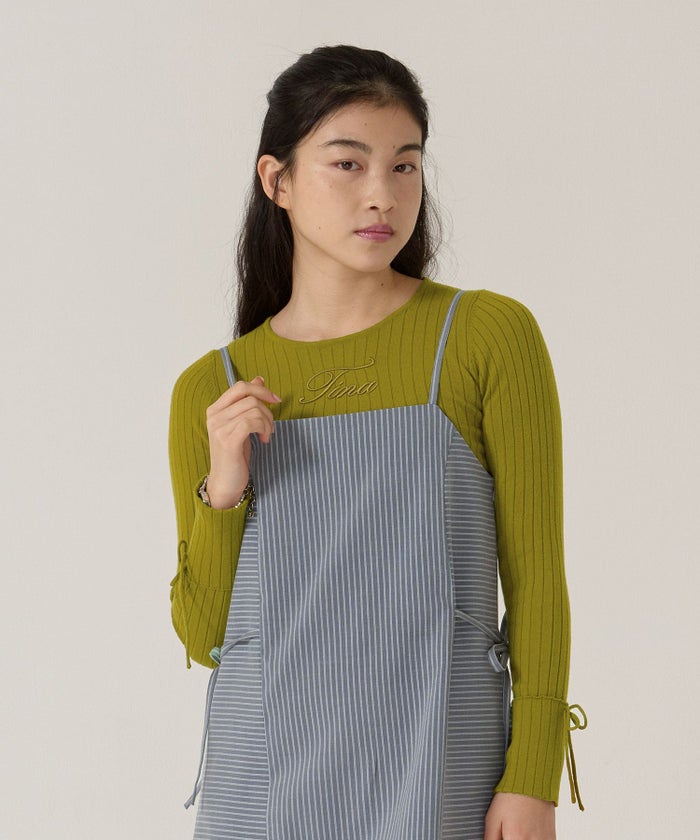 刺繍入り/リブ/ニット/リボン