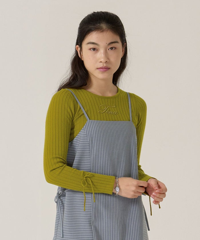 刺繍入り/リブ/ニット/リボン