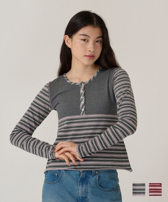 ボーダー/カットソー/ロンT/ヘンリー