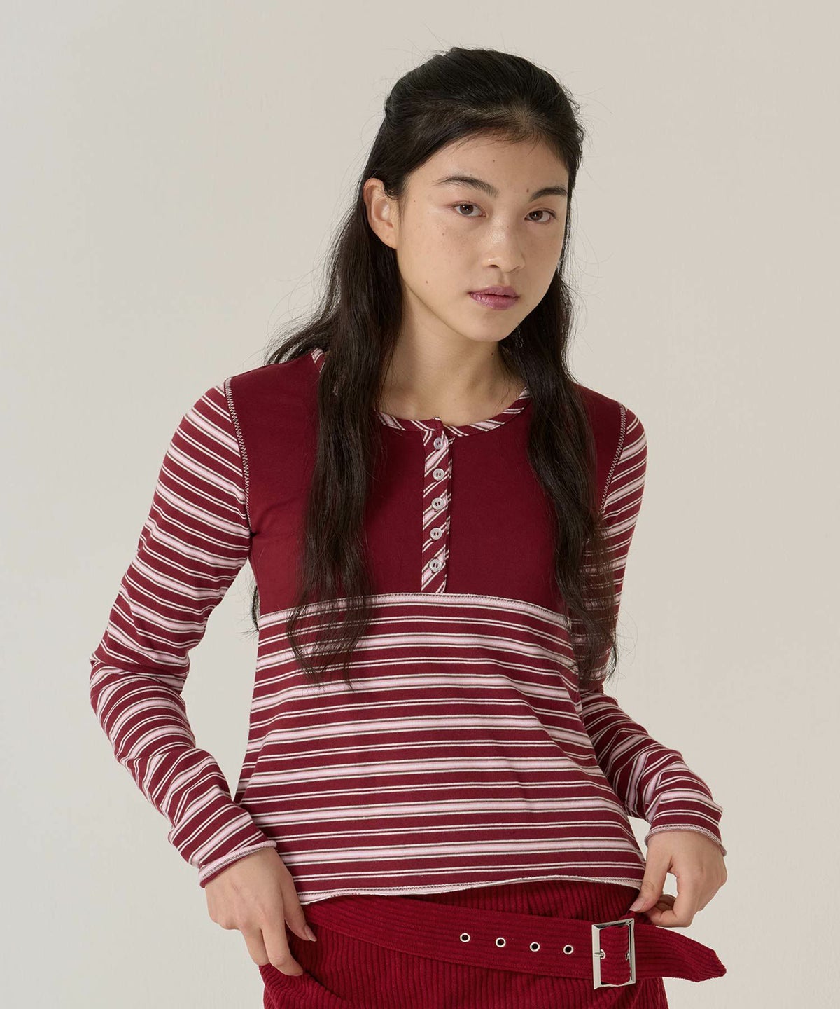 ボーダー/カットソー/ロンT/ヘンリー