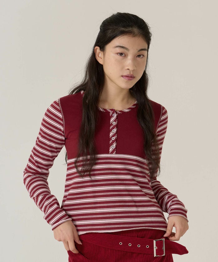 ボーダー/カットソー/ロンT/ヘンリー