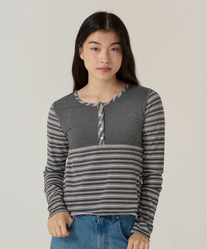 ボーダー/カットソー/ロンT/ヘンリー