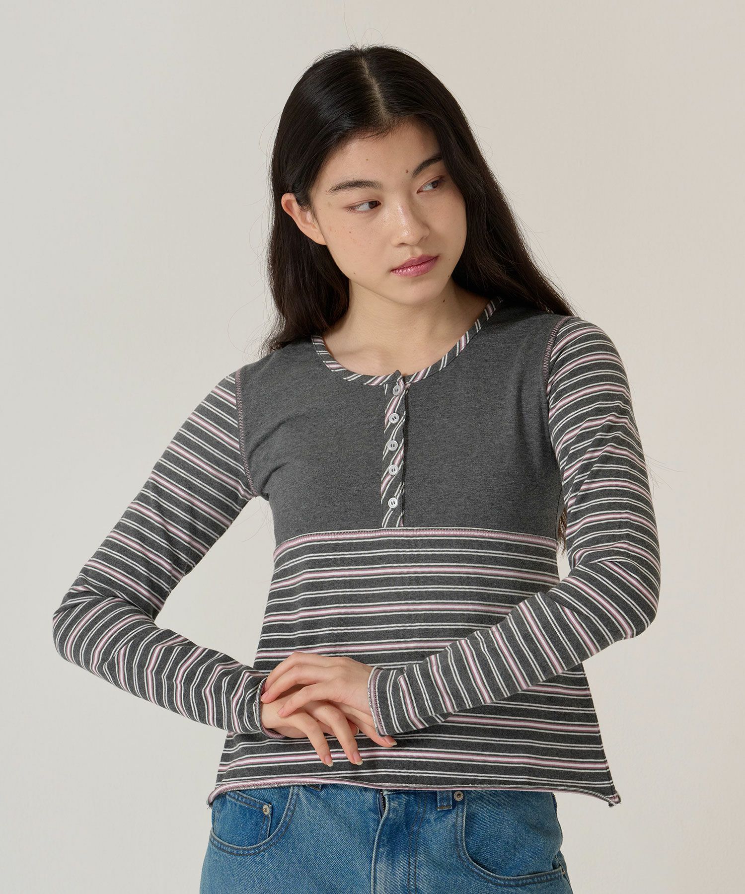 GWSALE ペプラム ボーダー ドッキング カットソー TINA：JOJUN 全2色