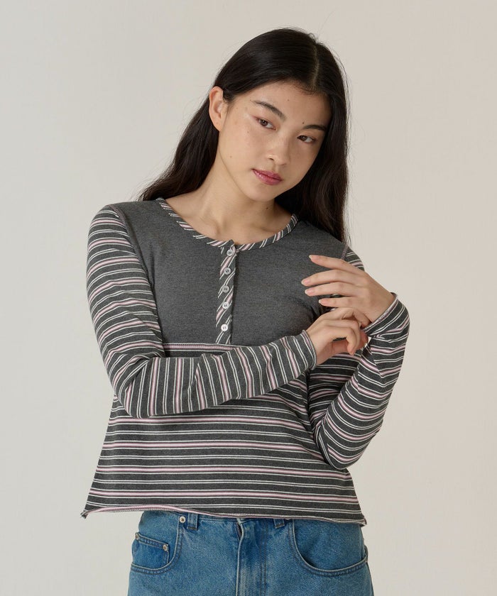 ボーダー/カットソー/ロンT/ヘンリー