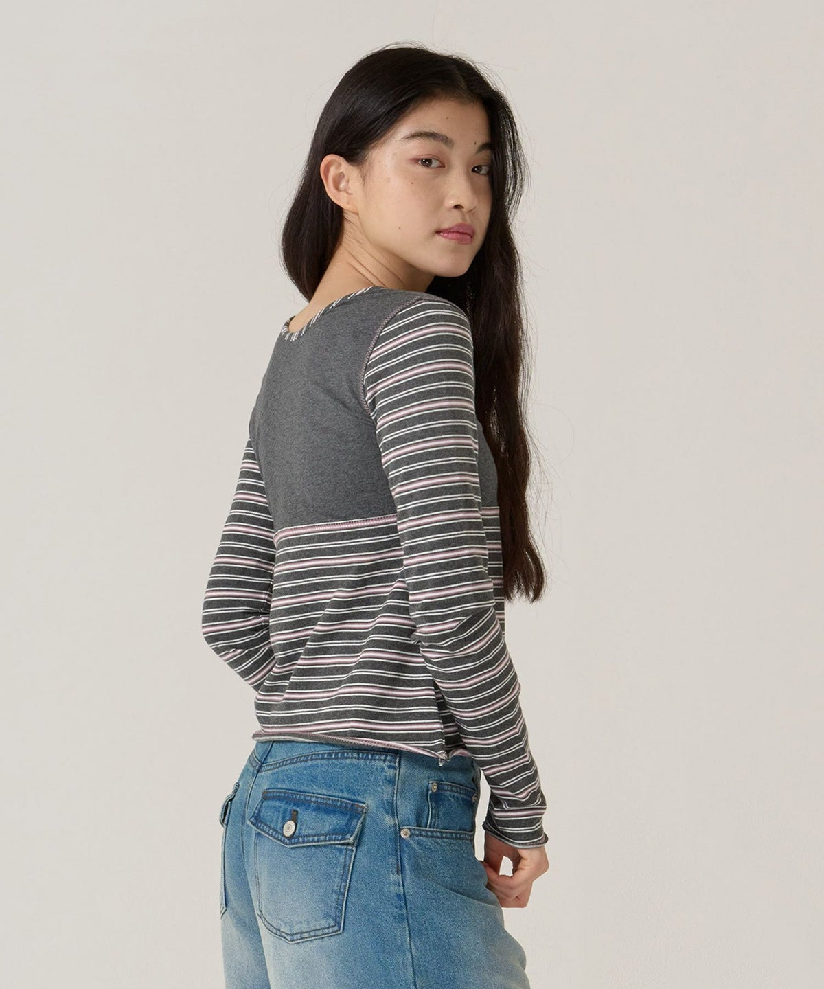 ボーダー/カットソー/ロンT/ヘンリー