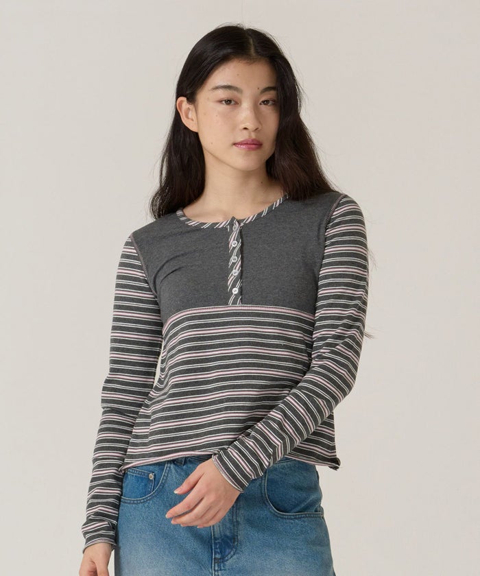 ボーダー/カットソー/ロンT/ヘンリー