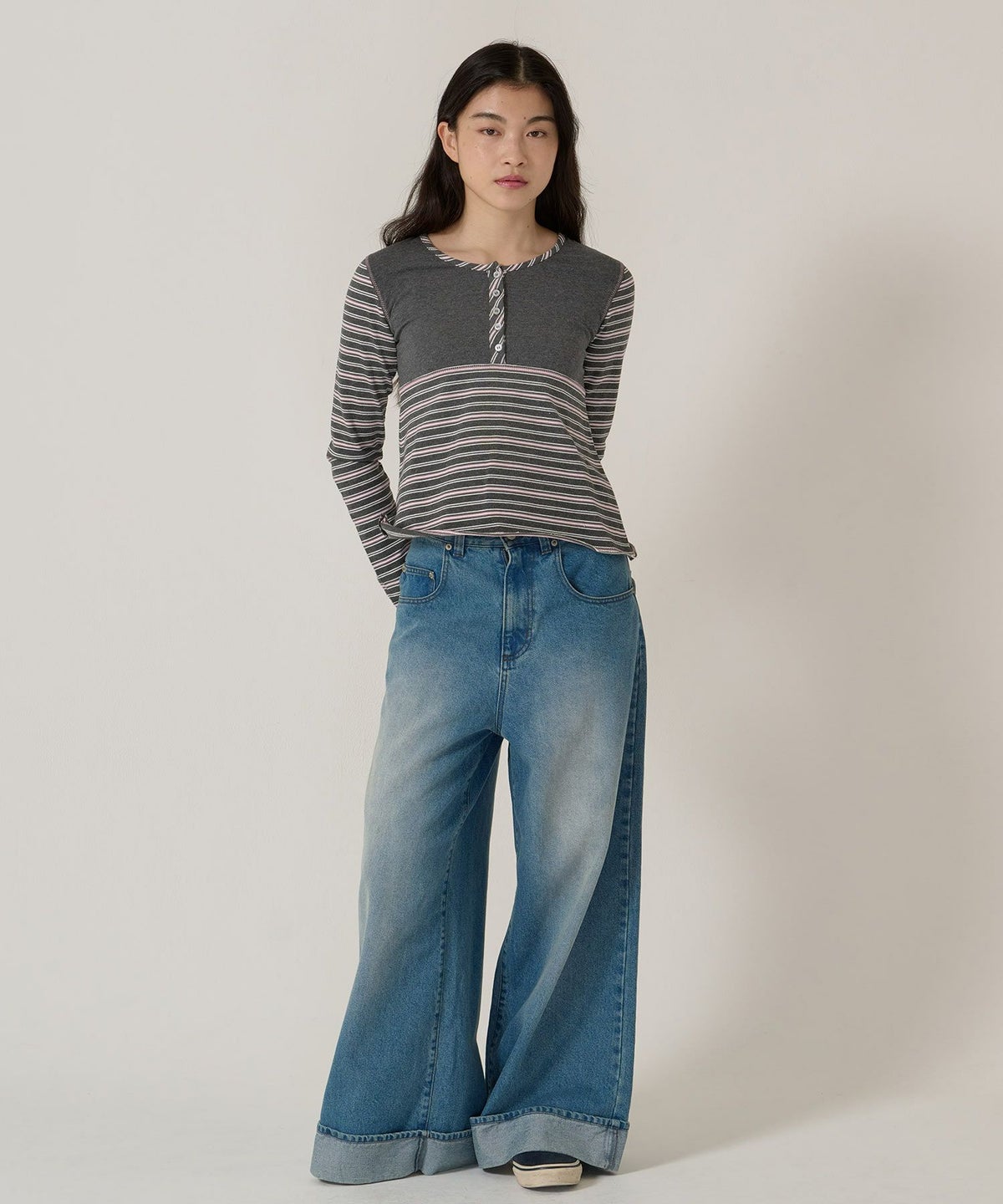 ボーダー/カットソー/ロンT/ヘンリー