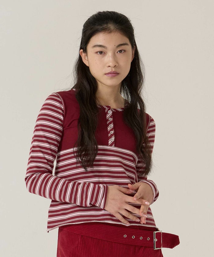 ボーダー/カットソー/ロンT/ヘンリー