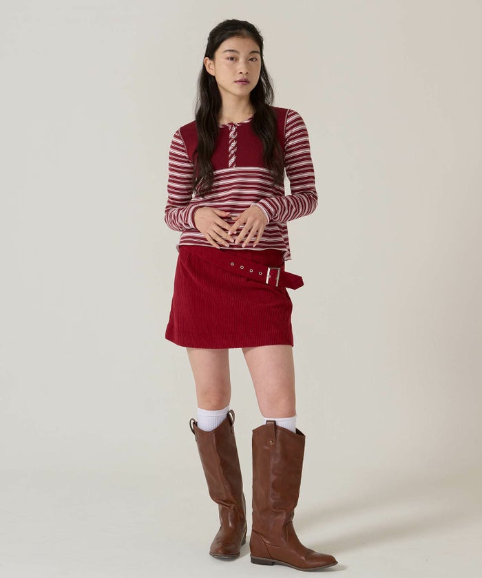 ベルト/コーデュロイ/ミニスカート