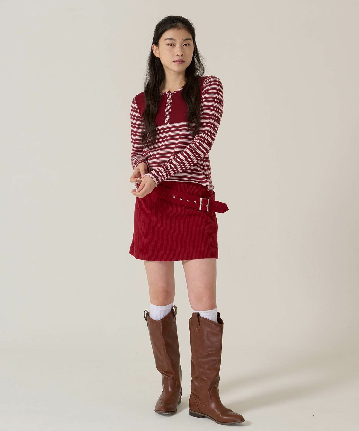 ベルト/コーデュロイ/ミニスカート