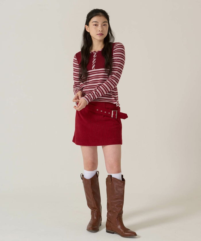 ベルト/コーデュロイ/ミニスカート