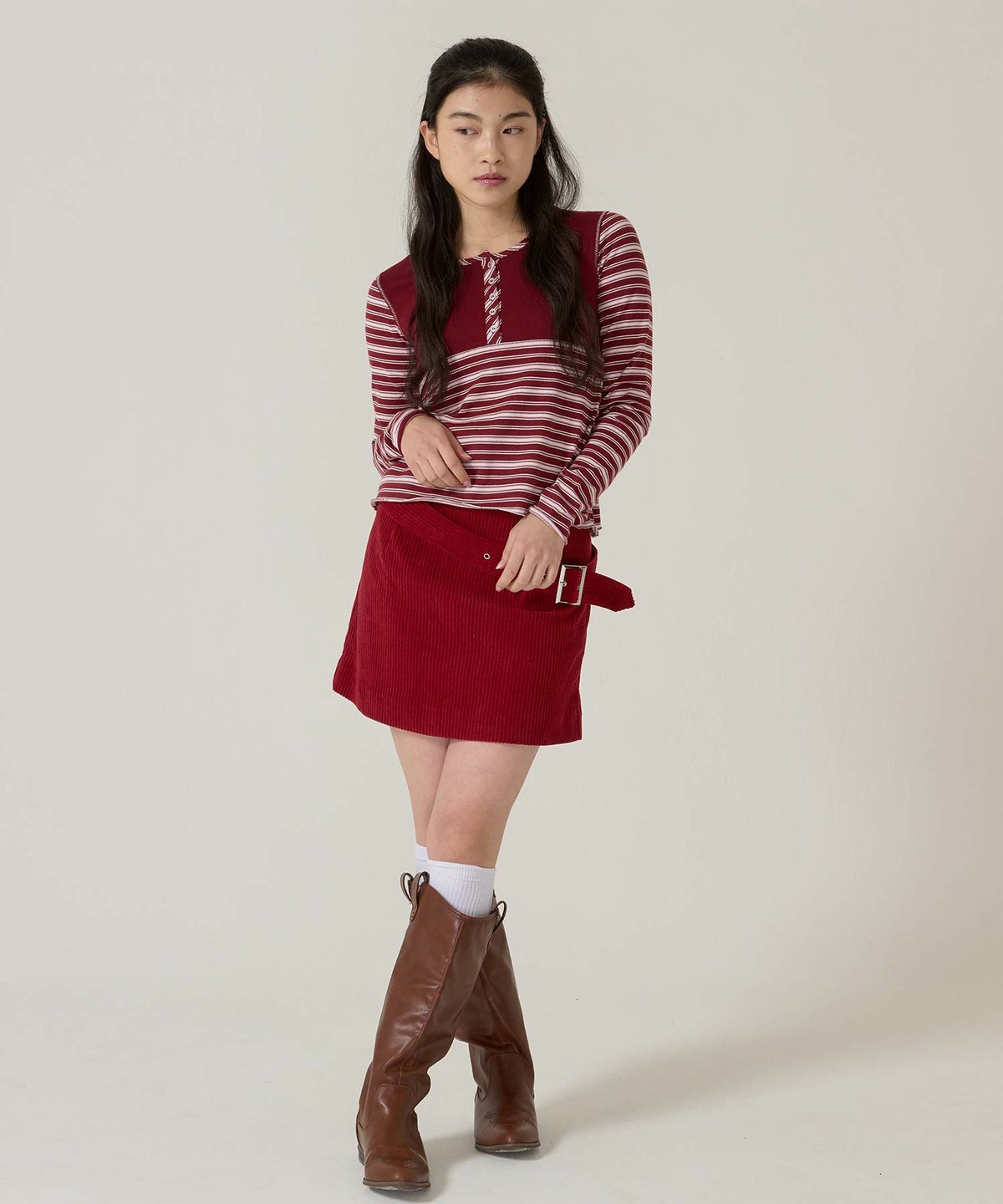 ベルト/コーデュロイ/ミニスカート