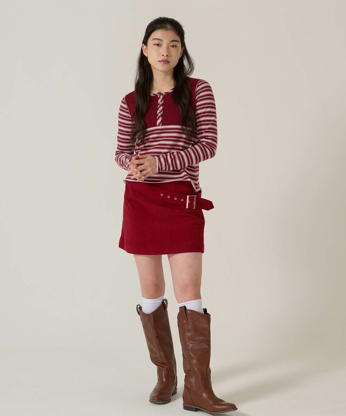 ベルト/コーデュロイ/ミニスカート