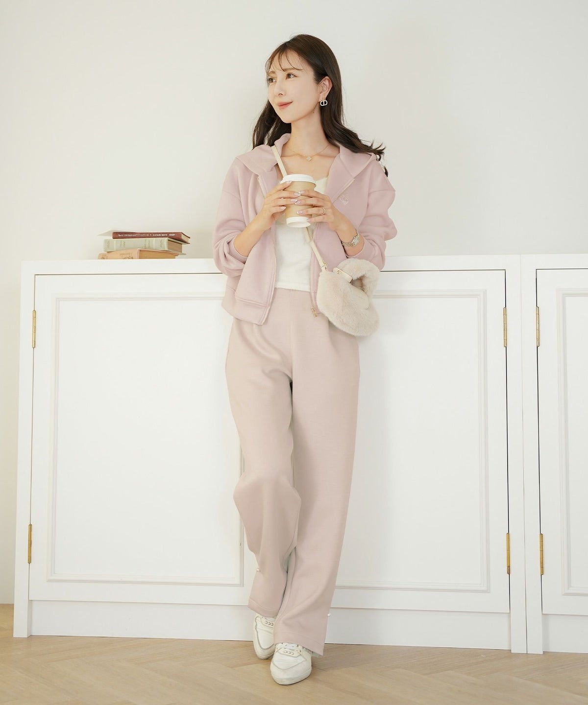 ボトムス パンツ ダンボールニット 伸縮 リラックス ストレートパンツ ワイドパンツ ポケット ピンク ネイビー カジュアル 上品 エレガント フェミニン スポーツ 運動会