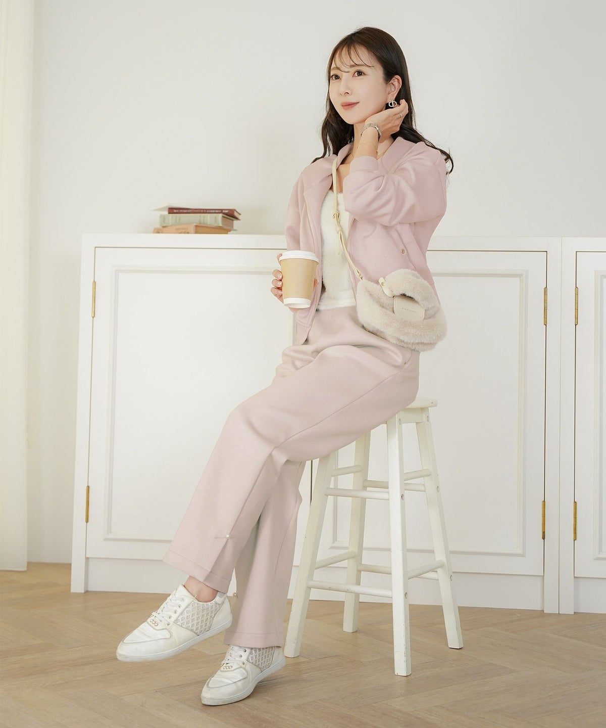 ボトムス パンツ ダンボールニット 伸縮 リラックス ストレートパンツ ワイドパンツ ポケット ピンク ネイビー カジュアル 上品 エレガント フェミニン スポーツ 運動会