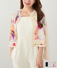 イタリープリント 丸首 ニット カーディガン Liala×PG