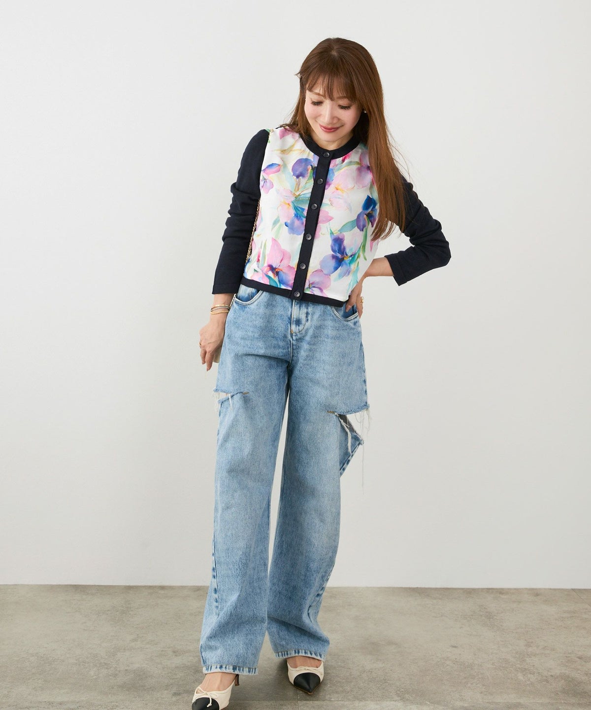 手洗い可 日本製 大人可愛い 上品 きれいめ ドッキング 大人カジュアル オフィス フェミニン 柄 ジョイントスペース