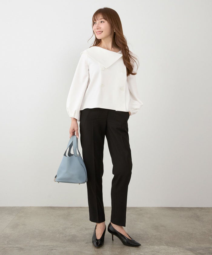 手洗い可 大人可愛い 上品 きれいめ オフィス 大人カジュアル フェミニン 白黒 ジョイントスペース