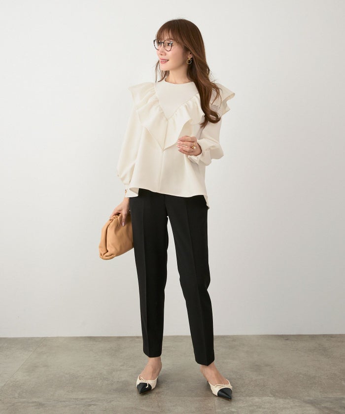 手洗い可 日本製 大人可愛い 上品 きれいめ オフィス 大人カジュアル フェミニン アンチピリング ジョイントスペース