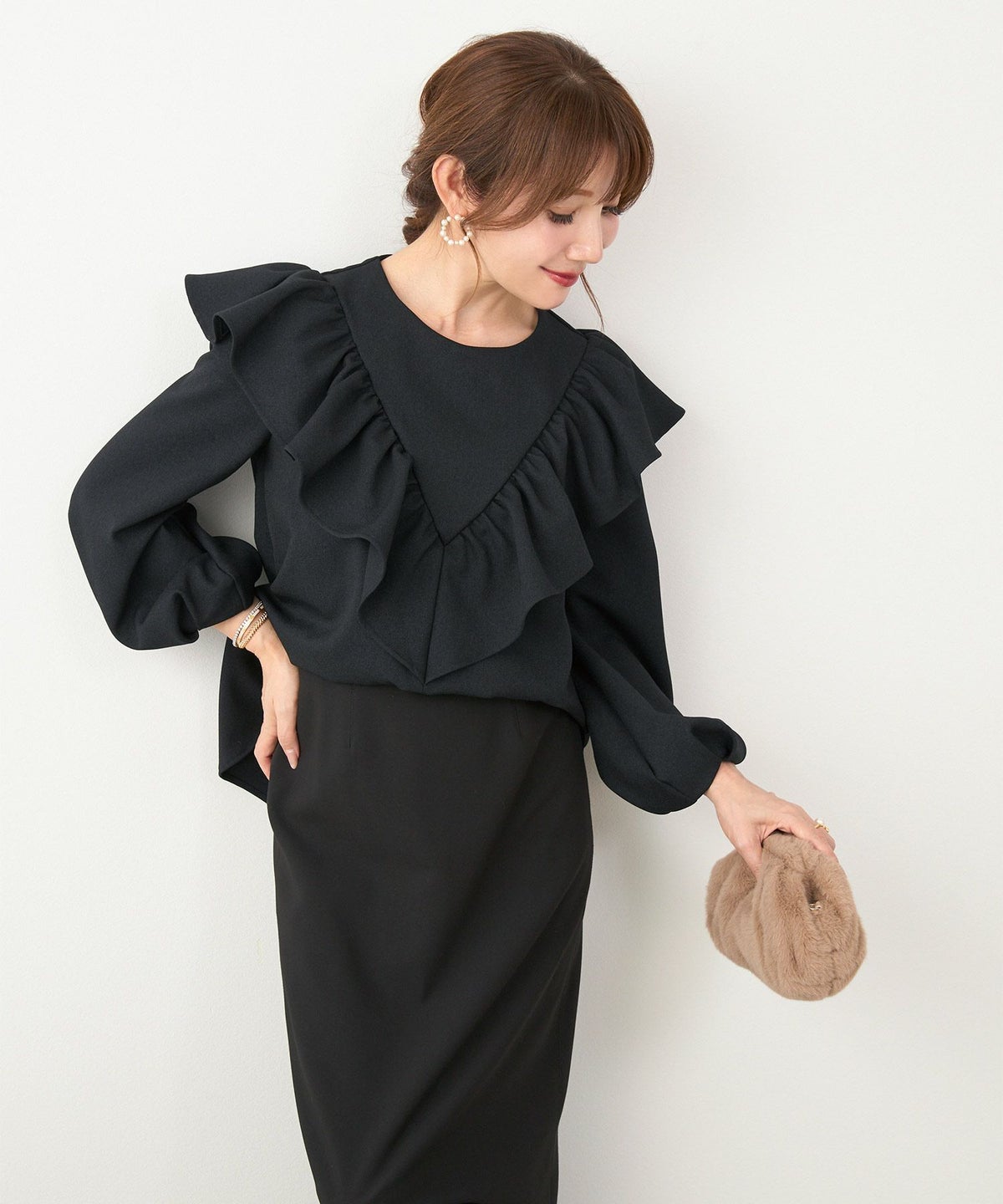 手洗い可 日本製 大人可愛い 上品 きれいめ オフィス 大人カジュアル フェミニン アンチピリング ジョイントスペース