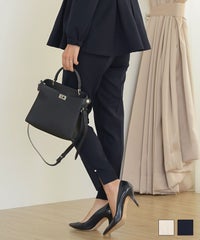 ボトムス パンツ テーパードパンツ スラックスパンツ 細見え 華奢見え 美脚 オケージョン 入卒 授業参観 パール スリット 美脚 スリット ＆ パール テーパード パンツ le reve vaniller