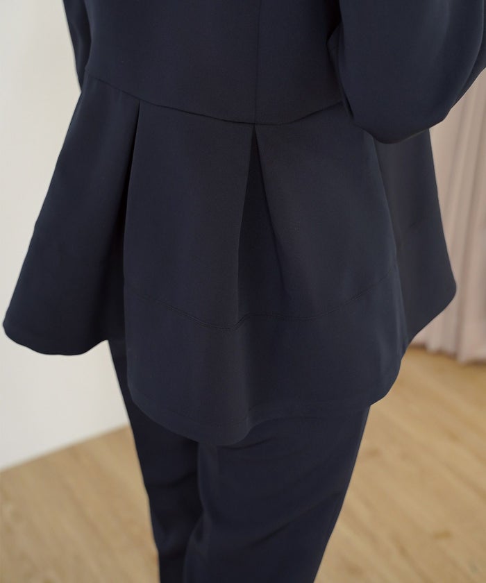 トップス ブラウス 上品 エレガント 入卒 入卒園 パンツスタイル 前あき パール タック ペプラム アイボリー ネイビー 刺繍 襟 ママ 授業参観