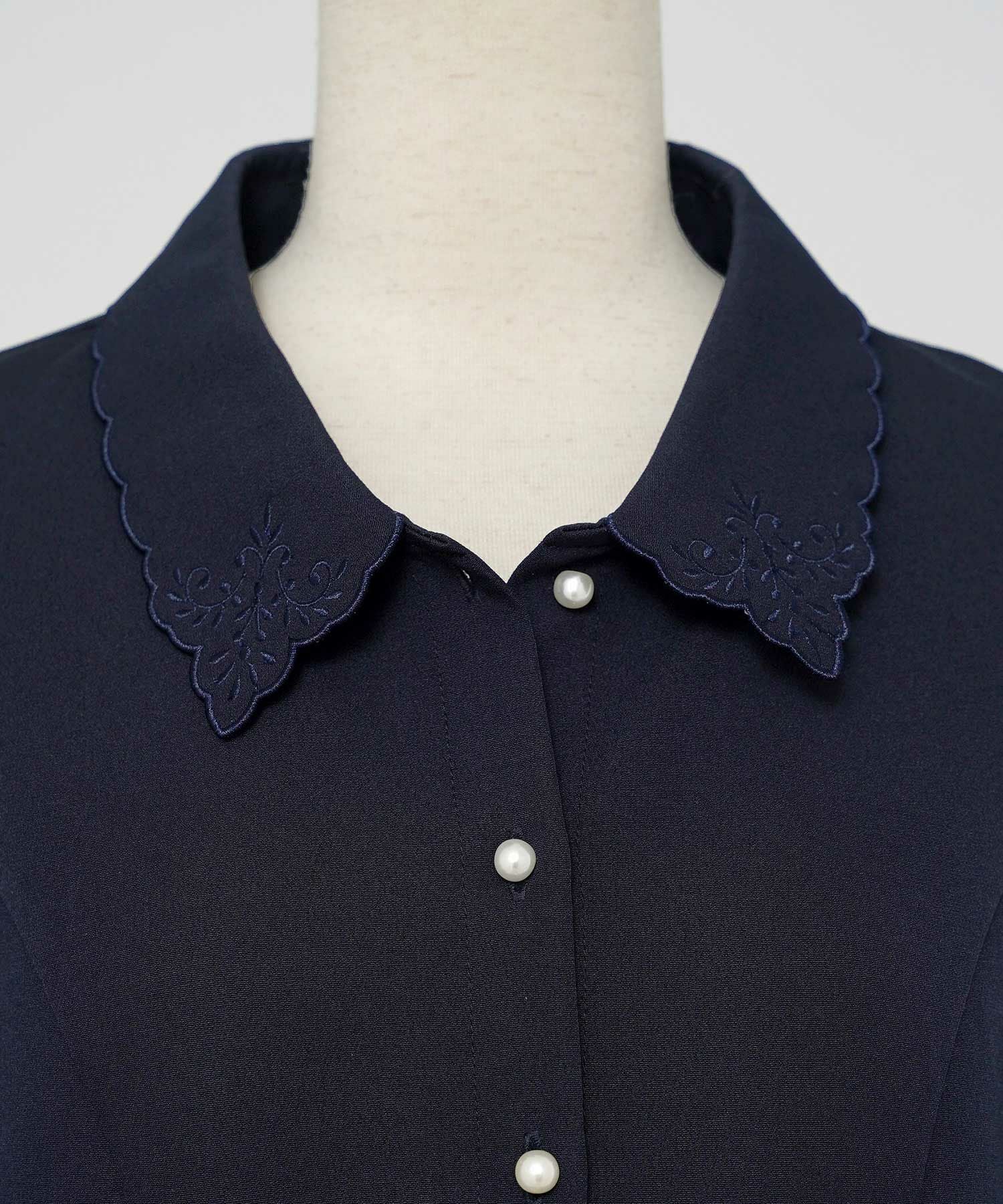 刺繍 襟付き タック ペプラム ブラウス le reve vaniller 全2色 刺繍 襟付き タック ペプラム ブラウス le reve vaniller 全2色