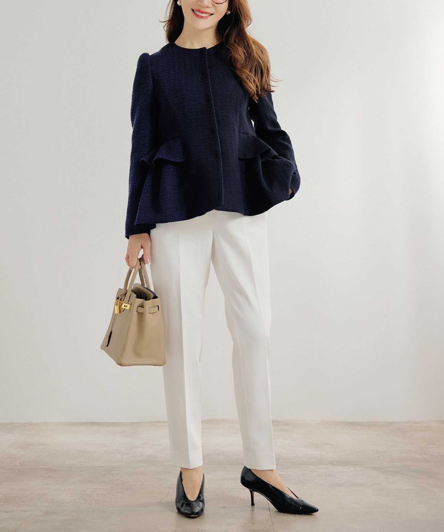 オケージョン ペプラム フリル ジャケット Liala×PG