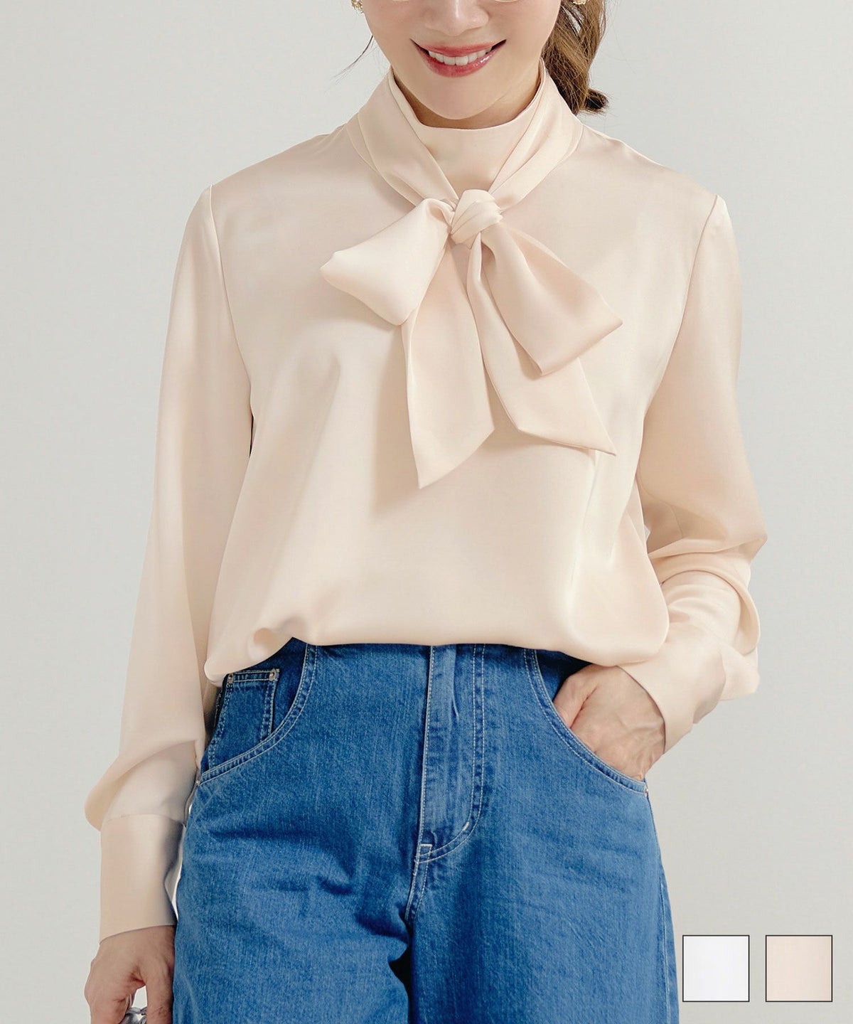 オケージョン ボウタイ サテン ブラウス Liala×PG