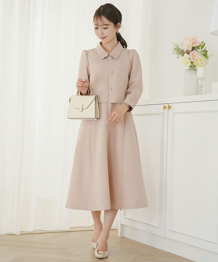 刺繍 襟付き フロントファスナー ワンピース le reve vaniller