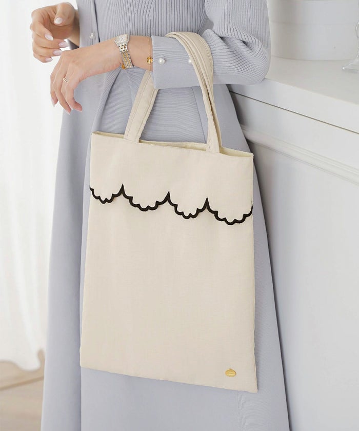 サブバッグ A4 ドット シンプル スカラップ オケージョン きれいめ スリッパ入れ 授業参観 入卒 ジョイントスペース