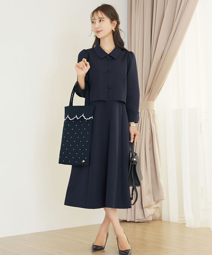 サブバッグ A4 ドット シンプル スカラップ オケージョン きれいめ スリッパ入れ 授業参観 入卒 ジョイントスペース