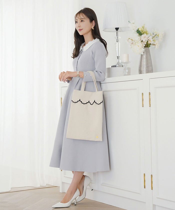 サブバッグ A4 ドット シンプル スカラップ オケージョン きれいめ スリッパ入れ 授業参観 入卒 ジョイントスペース